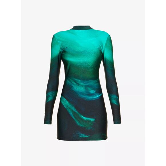 Farai London LYRA Abstract Long Sleeve Stretch Woven Mini Dress, Size XS, NWT - Picture 3 of 9